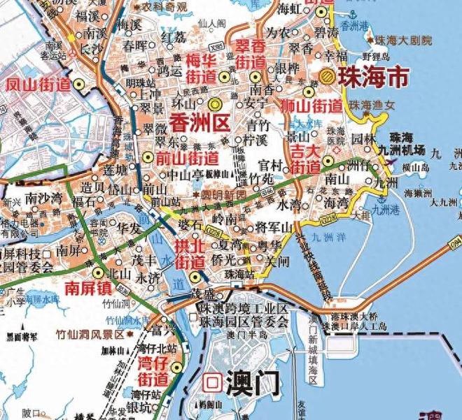 珠海市区最新地图揭示，城市魅力与发展蓝图全景展现